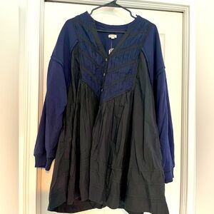 NWT Anthropologie Pilcro long-sleeve-button-front twofer mini-dress